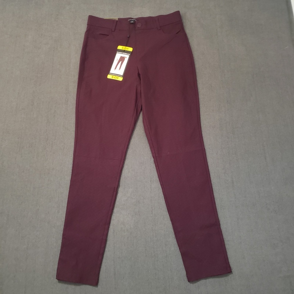Mario Serrani Pants Womens Size‎ Small Textured Pull On Burgundy NWT